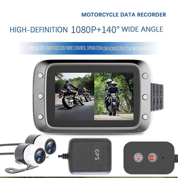 Dash Camera Front and Rear Lens Dashcam Full HD 1080p with Motorcycle GPS Driving Recorder DVR for M