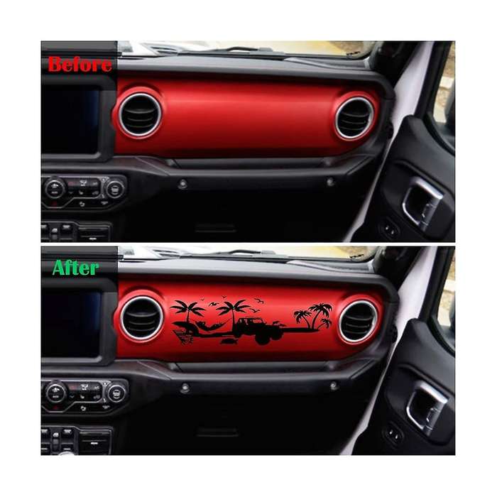 Dashboard Decal Glove Box Beach Scenery Vinyl Sticker Trim for Wrangler JL JT 2018-2023 Accessories