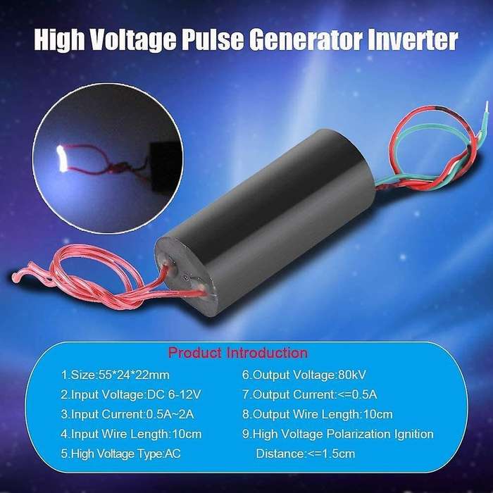 DC6-12V to 80KV YDH-1201 High Voltage Generator Pulse Power Module Generator-Black