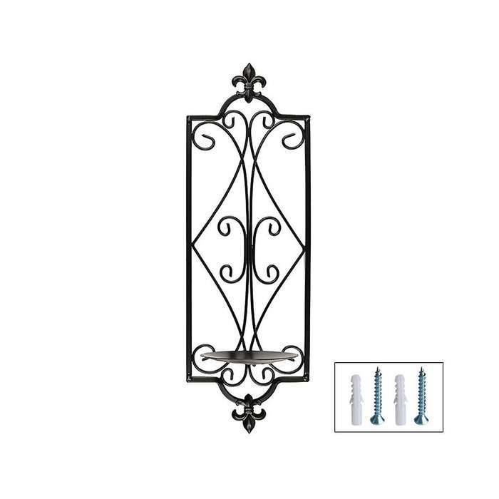 Decorative Black Scrolled Ivy Metal Tea Light Candle Holder Hanging Wall Sconce