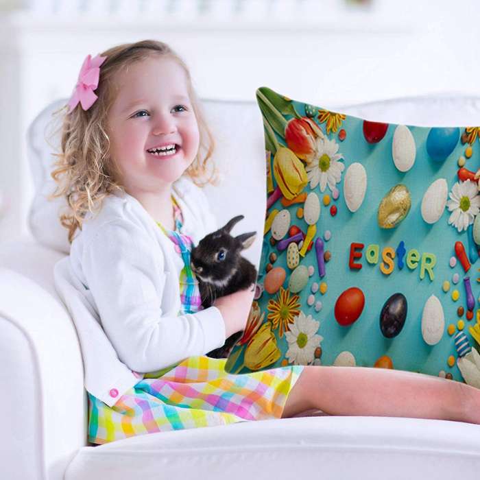 Decorative Cushion Cover Breathable Colorful Easter Pillowcase Auto Home Bed Office Cafe Sofa Pillow