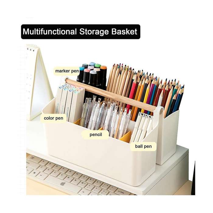 Desk Organizer Multi-functional Carry Divided Office Storage Tote Plastic Pencil Pen Holder Stationa