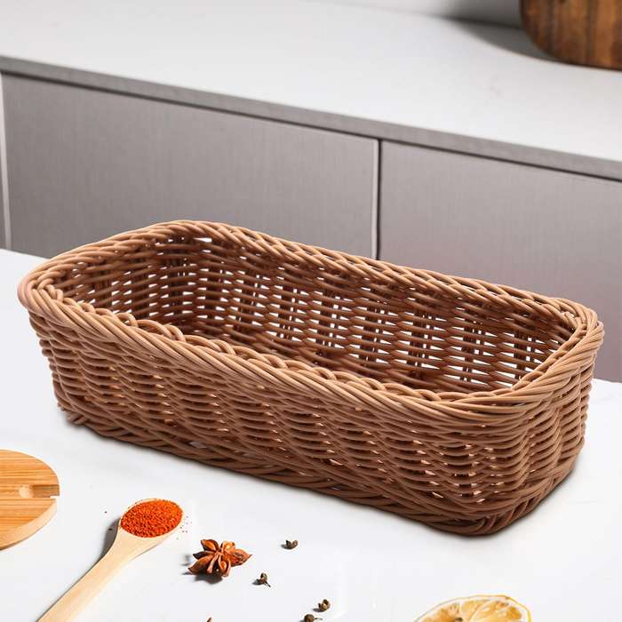 Desktop Cutlery Storage Woven Basket Restaurant Drain Storage , Brown