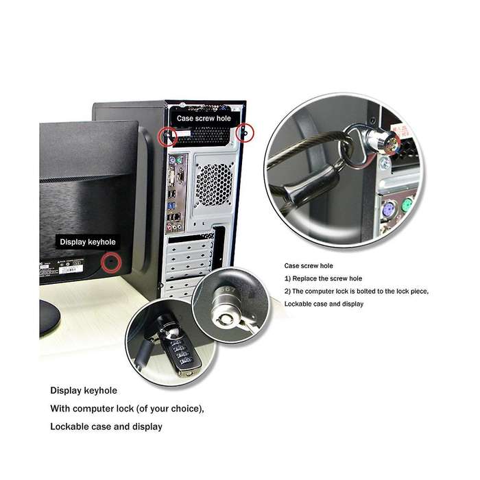 Desktop Computer Lock Computer Case Lock Anti-theft Lock for Internet Cafe Office Management Lock