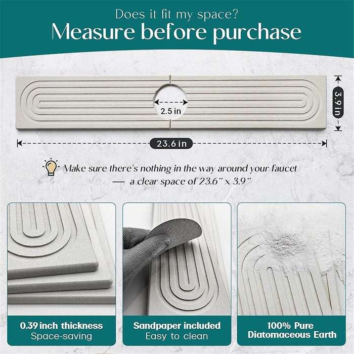Diatom Mud Water-Absorbing Quick-Drying Hard Mat for Kitchen Bathroom Sink Faucet Mat