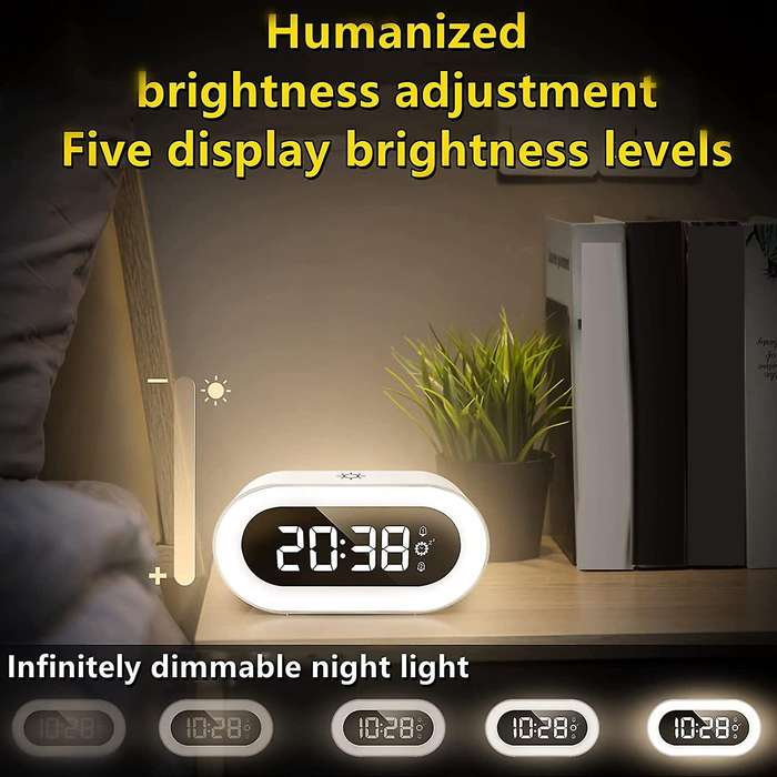 Digital Alarm Clock Night Light Alarm Clock for Bedroom, Snooze Function Smart Alarm Clocks for Heav
