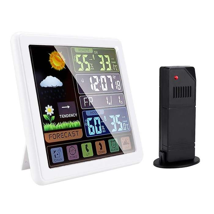 Digital Alarm Clock Weather Station with High Definition Touchscreen Display Indoor Thermometer Hygr