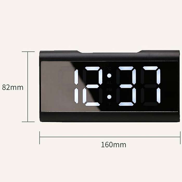 Digital Alarm Clock, LED Display Clock Makeup Bedroom Mirror Travel Alarm Office Bedroom Clock, Ala