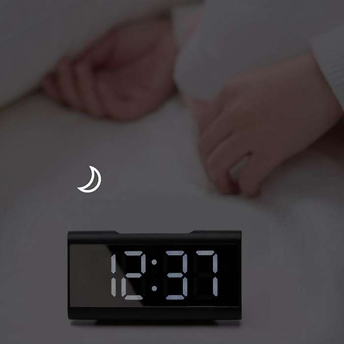 Digital Alarm Clock, LED Display Clock Makeup Bedroom Mirror Travel Alarm Office Bedroom Clock, Ala