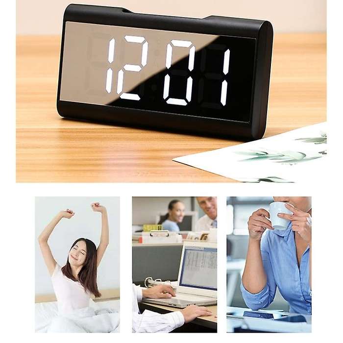 Digital Alarm Clock, LED Display Clock Makeup Bedroom Mirror Travel Alarm Office Bedroom Clock, Ala