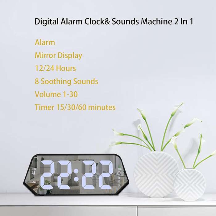 Digital Alarm Clock, Digital Clock Large Display with Sound Machine ,for Bedroom Living Room