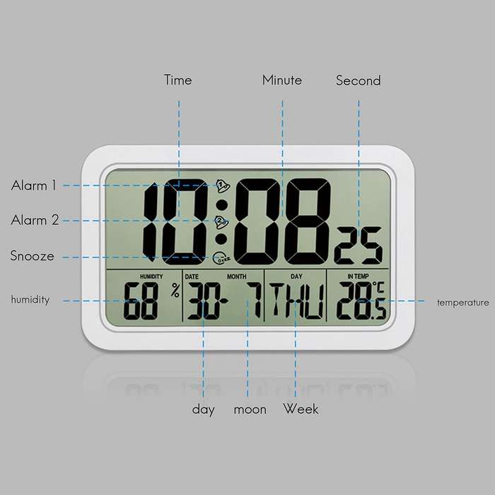 Digital Desktop Clock, Electronic Digital Alarm Clocks for Bedroom Home Decor,with Time/Calendar/Tem