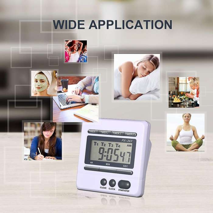 Digital Countdown Timer 4 Channel Count Up Down Kitchen Cooking Timer Clock