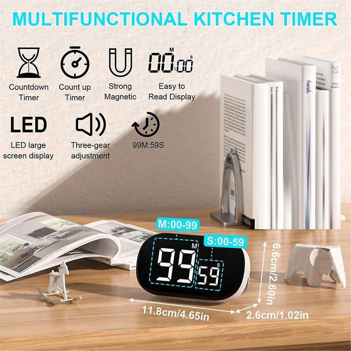 Digital Kitchen Timer,Digital Timer Egg Timer,Digital Kitchen Timer,Stopwatch, Alarm Clock,for Learn