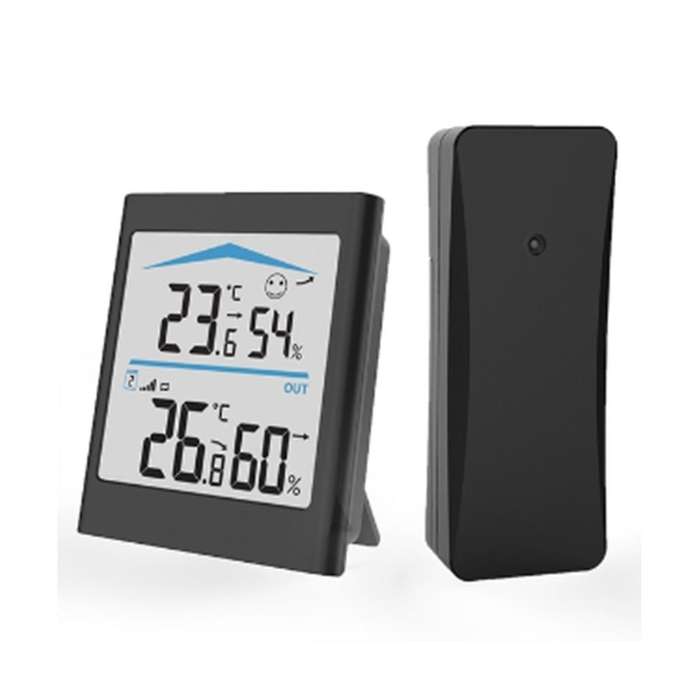 Digital Lcd Indoor Outdoor Trend Hygrometer Thermometer Wireless Remote Sensor Motion(black)