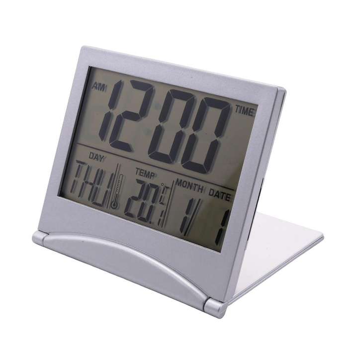 Digital Travel Alarm Clock Battery Operated Portable Large Number Display Clock with Temperature 12