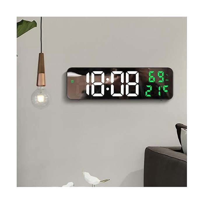 Digital Wall Clock Temperature and Humidity Display Night Mode Table Alarm Clock 12/24h Electronic