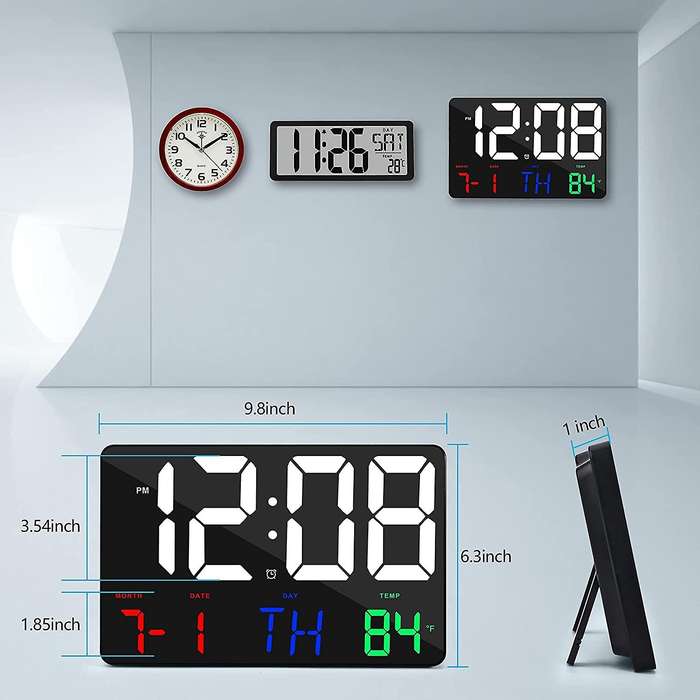 Digital Wall Clock Large Display Alarm Clock with Wireless Remote Control Led Wall Clock with Date