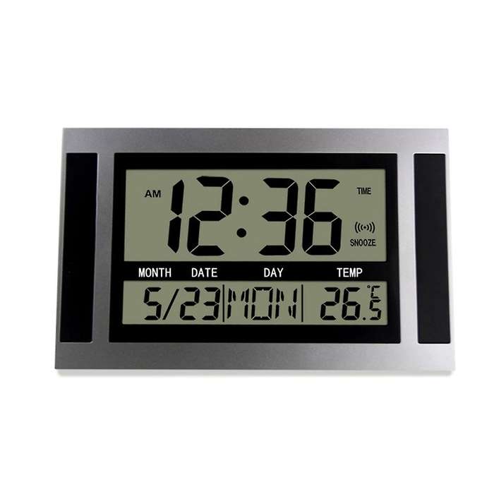 Digital Wall Clock LCD Number Time Temperature Calendar Alarm Table Desk Clock Modern Design Office