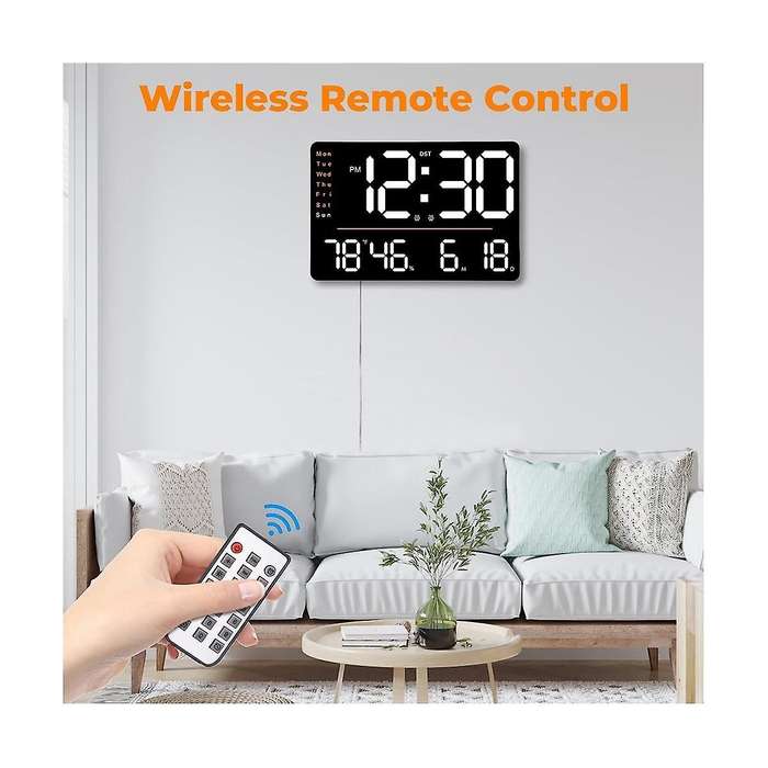 Digital Wall Clock,15.6 in LED Wall Clocks Display,With Remote Control,for Living Room Office Class