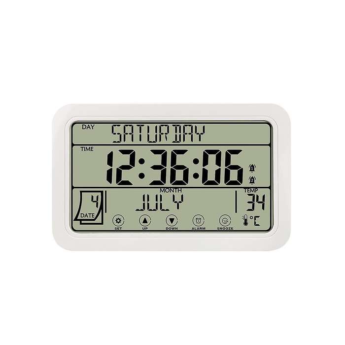 Digital Wall Clock, Digital Clock Battery Operated, 8inch Desk Clock with Temperature Humidity Day