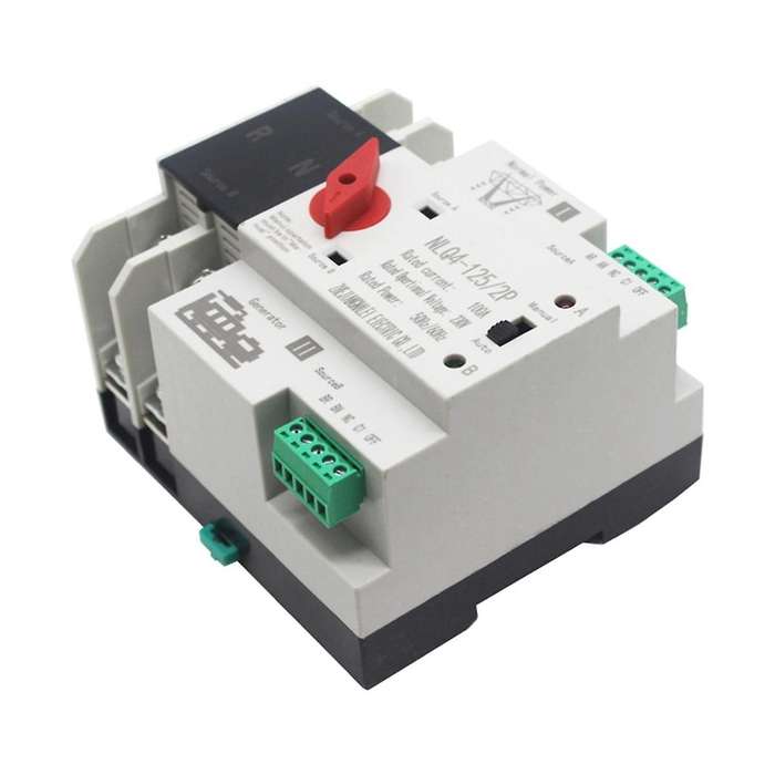 Din Rail 2P ATS Dual Power Automatic Transfer Switch Selector Switches Uninterruptible Millisecond P