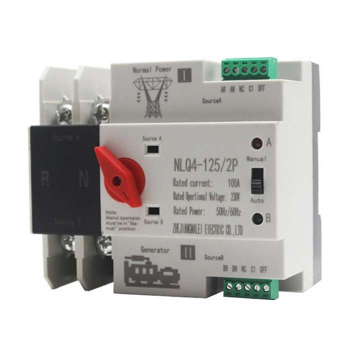 Din Rail 2P ATS Dual Power Automatic Transfer Switch Selector Switches Uninterruptible Millisecond P