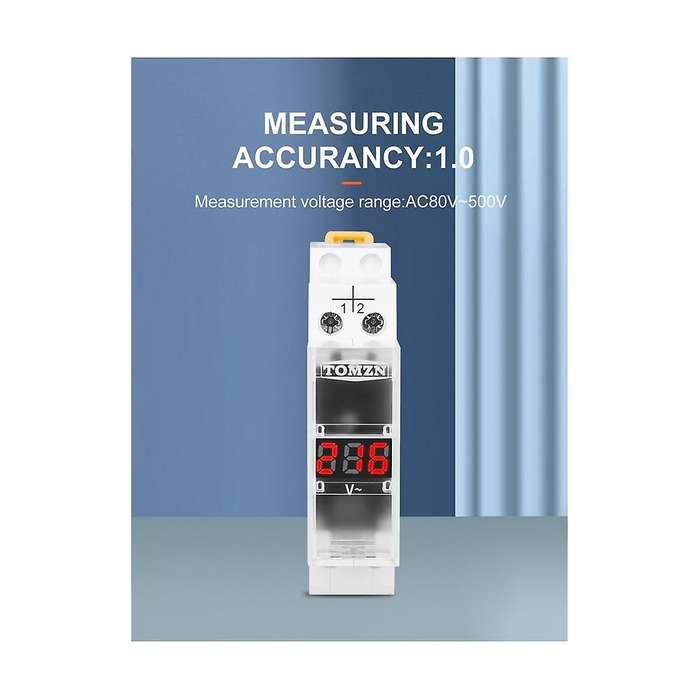 Din Rail Single Phase Voltage Meter AC 40-500V Modular Voltmeter Gauge Indicator LED Digital Display