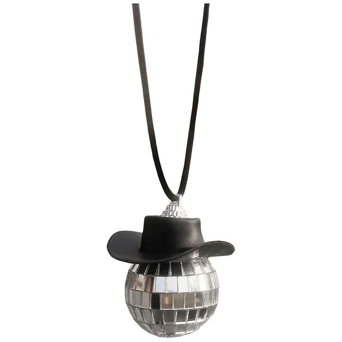 Disco Ball Cow Boy Hat Car Accessories,Car Interior Accessories,Car Hanging Ornament Accessories-Bla