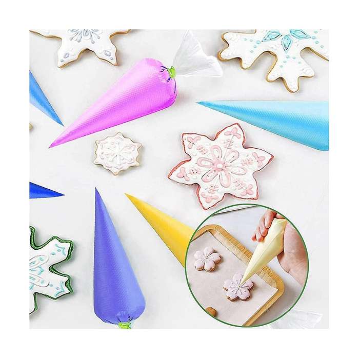 Disposable Piping Bags, Pastry Bags Set with 10 Piping Bags Ties & 2 Scriber Needle, Cake Decoratin
