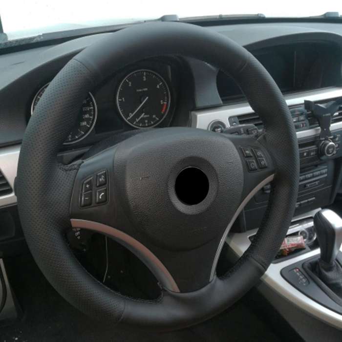 DIY Hand-Stitched Car Steering Wheel Cover Artificial Leather Breathable for E90 320I 325I 330I 335I