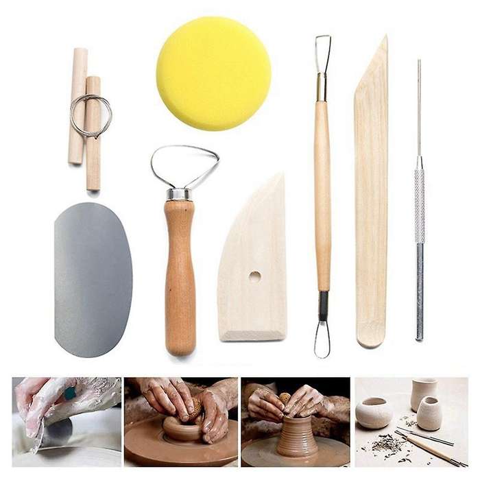 DIY Pottery Tool Set Crafts Clay Sculpting Tool Kit Pottery & Ceramics Wooden Handle Modeling Clay T