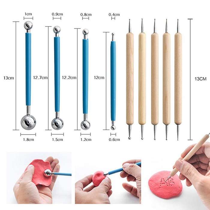 DIY Pottery Tool Set Crafts Clay Sculpting Tool Kit Pottery & Ceramics Wooden Handle Modeling Clay T