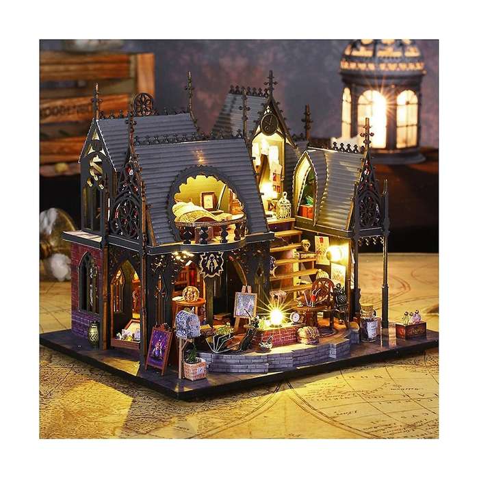 Diy Wooden Room Nook Kit, 3d Wooden Puzzle Bookend for Bookshelf Decor, with Light Diy Model Kits F