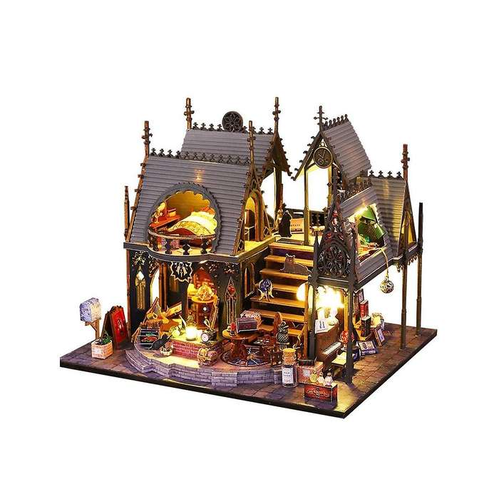 Diy Wooden Room Nook Kit, 3d Wooden Puzzle Bookend for Bookshelf Decor, with Light Diy Model Kits F