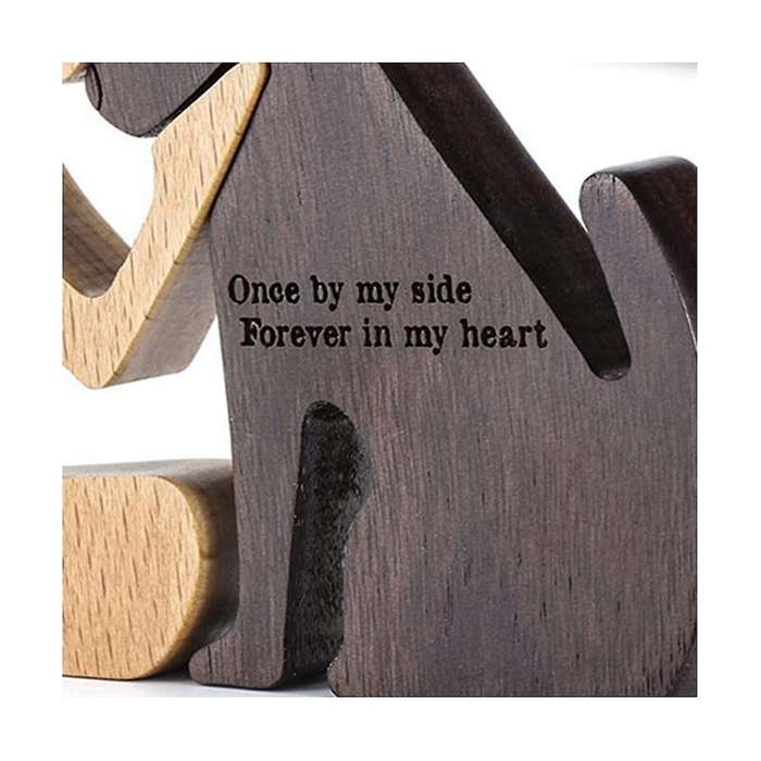 Dog Family Wood Products Household Wood Carving Ornaments Miniature Desktop Decorative Crafts