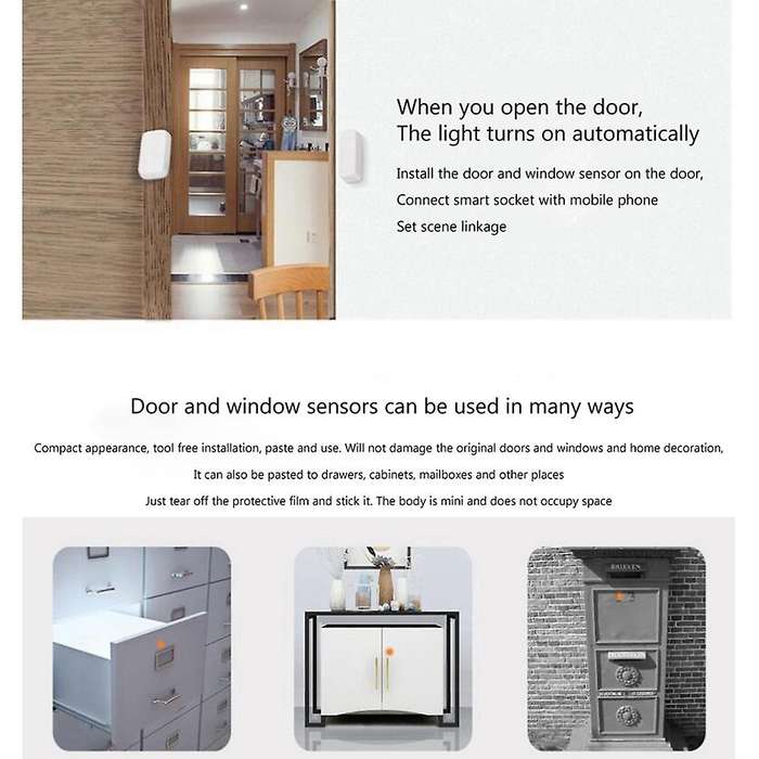 Door and Window Sensor Smart Home Devices Zigbee Wireless Security Alarm Triggers Work for Amazon Go