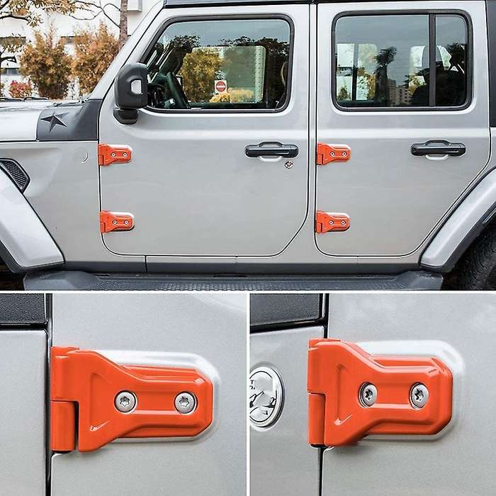 Door Hinge Cover Trim Exterior Accessories for 2018-2021 Wrangler JL JT 2-Door & 4-Door (Orange 8PCS