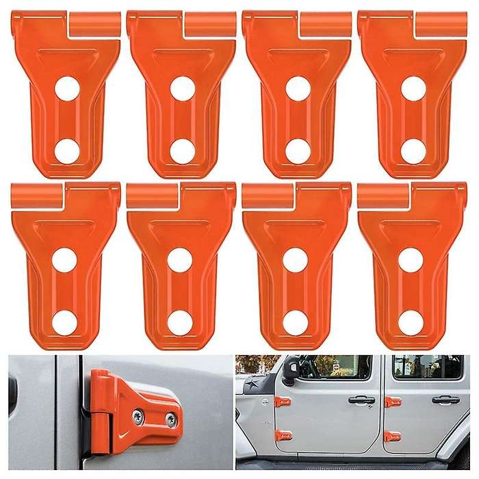 Door Hinge Cover Trim Exterior Accessories for 2018-2021 Wrangler JL JT 2-Door & 4-Door (Orange 8PCS