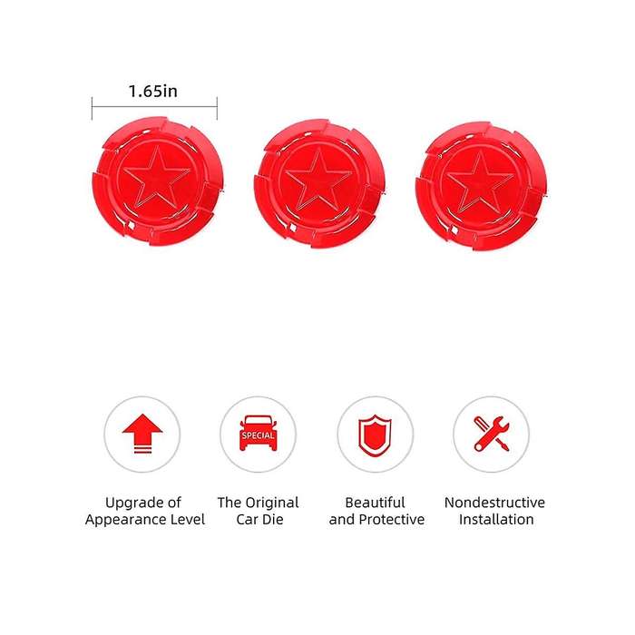 Door Key Jack Trim Cover Pentagram for 1997-2022 Wrangler TJ JK JL & JT Red