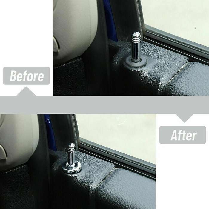 Door Lift Lock Bolt Pin Trim Cover ABS Bezel Interior Accessories for RAM 1500 2010+ (Silver)