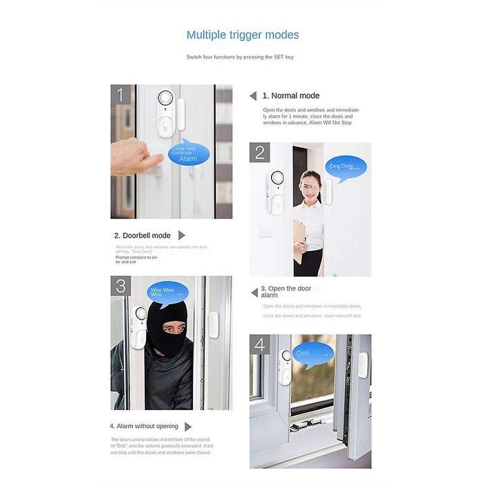 Door Open Alarm Smart Door Window Sensor Smart Home Door Detectors Door and Window Burglar Alarms