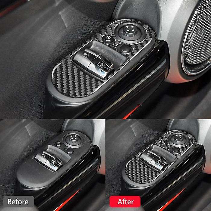 Door Window Control Covers Carbon Fiber Lifter Switch Interior Handrail Cover Sticker Case for F55 F