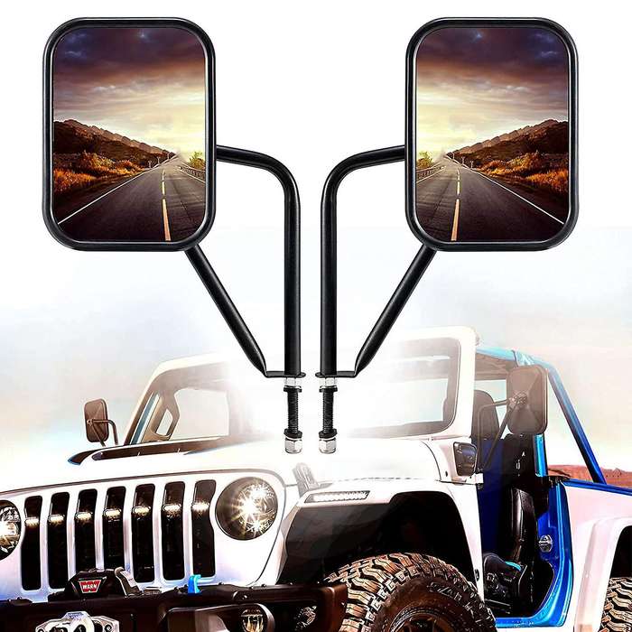 Doors Off Mirrors for Jeep Wrangler Cj Yj Tj Jk Jl & Unlimited, Wider Rearview Mirrors Square Door