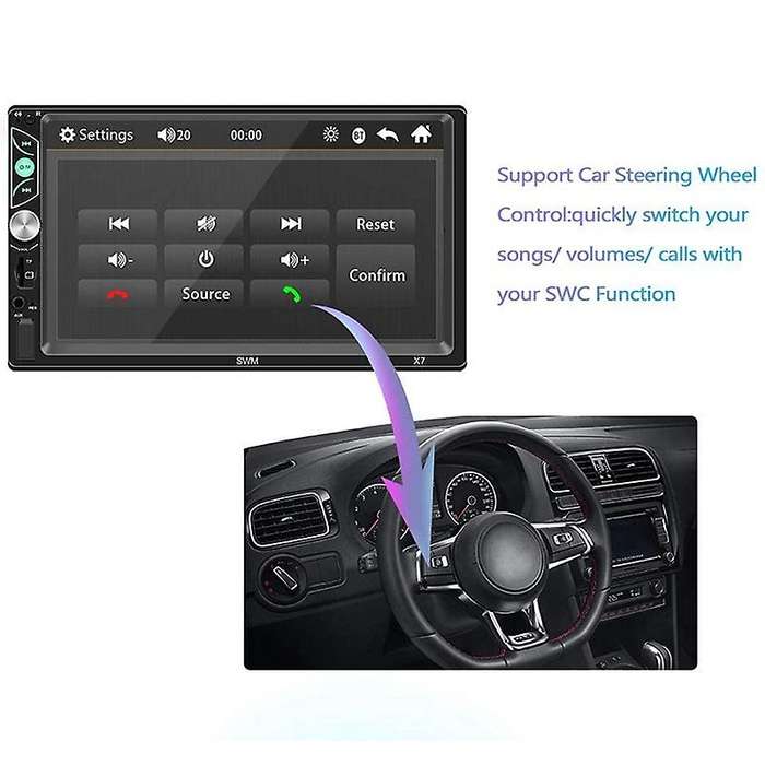 Double Din Car Stereo 7 Inch Press Screen Car MP5 Player Support Backup Rear View Camera FM Radio Ca
