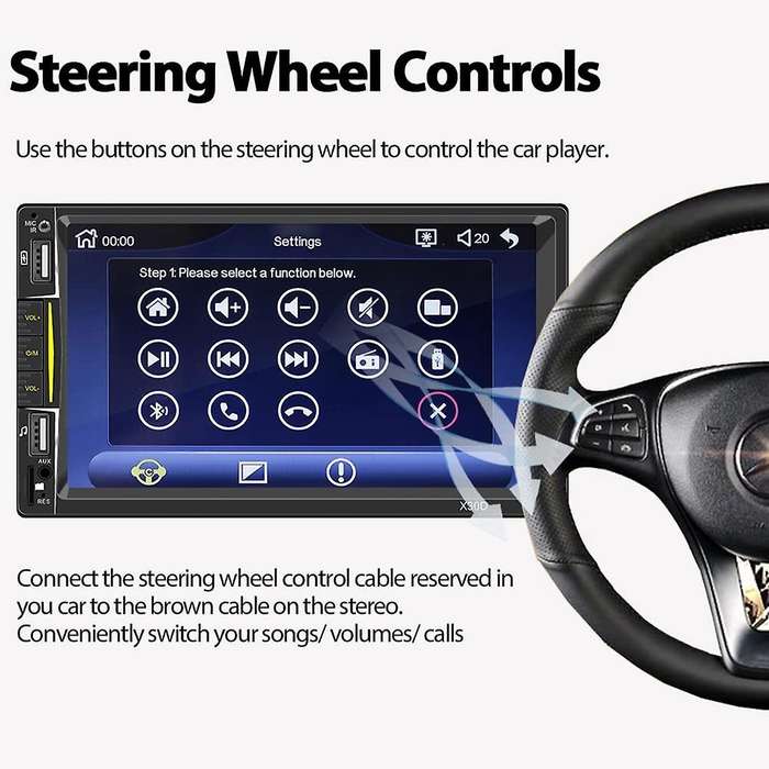 Double Din Car Stereo with Carplay, 7inch Touchscreen Radio Bluetooth and Camera Phone Mirror-link