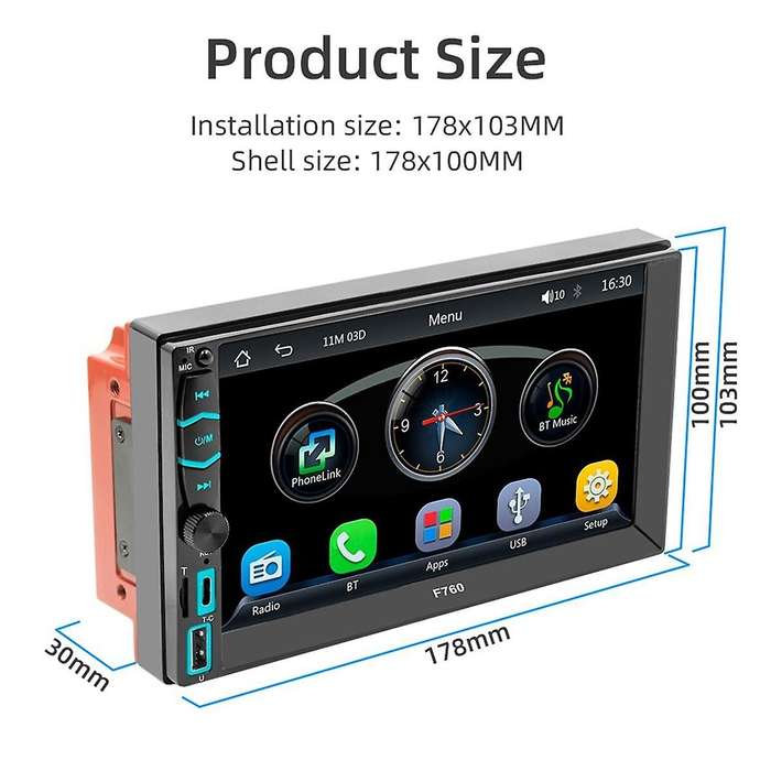 Double Din Car Stereo with CarPlay & Android Auto, 7 Inch Touchscreen FM/AM Radio, Bluetooth, Mirro