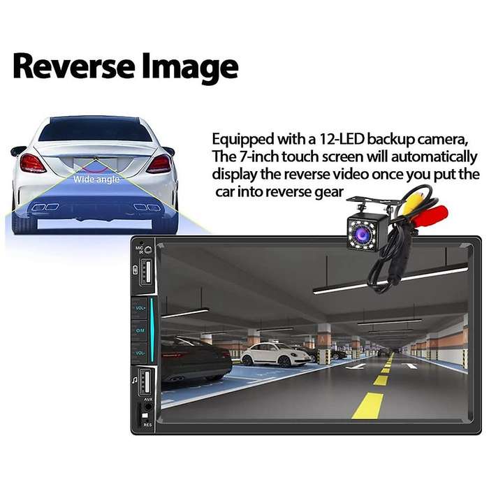 Double Din Car Stereo with CarPlay, 7inch Touchscreen Radio Bluetooth and Backup Camera Phone Mirror