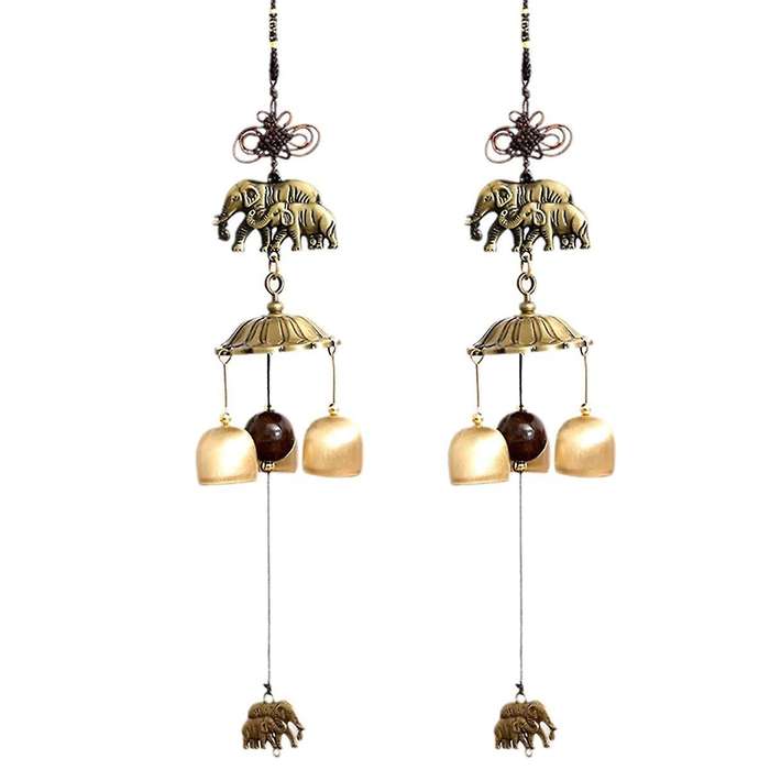 Double Elephant Metal Wind Chime Pendant Copper Bell Japanese Style Pendant