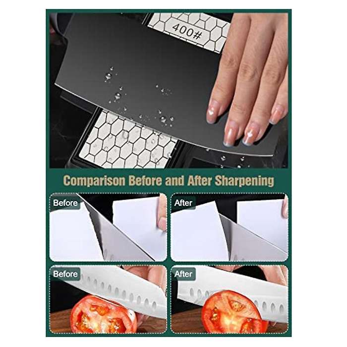 Double-sided Diamond Sharpening Stone,whetstone Surface Plate with Non-slip Base(400/1000 Grit)